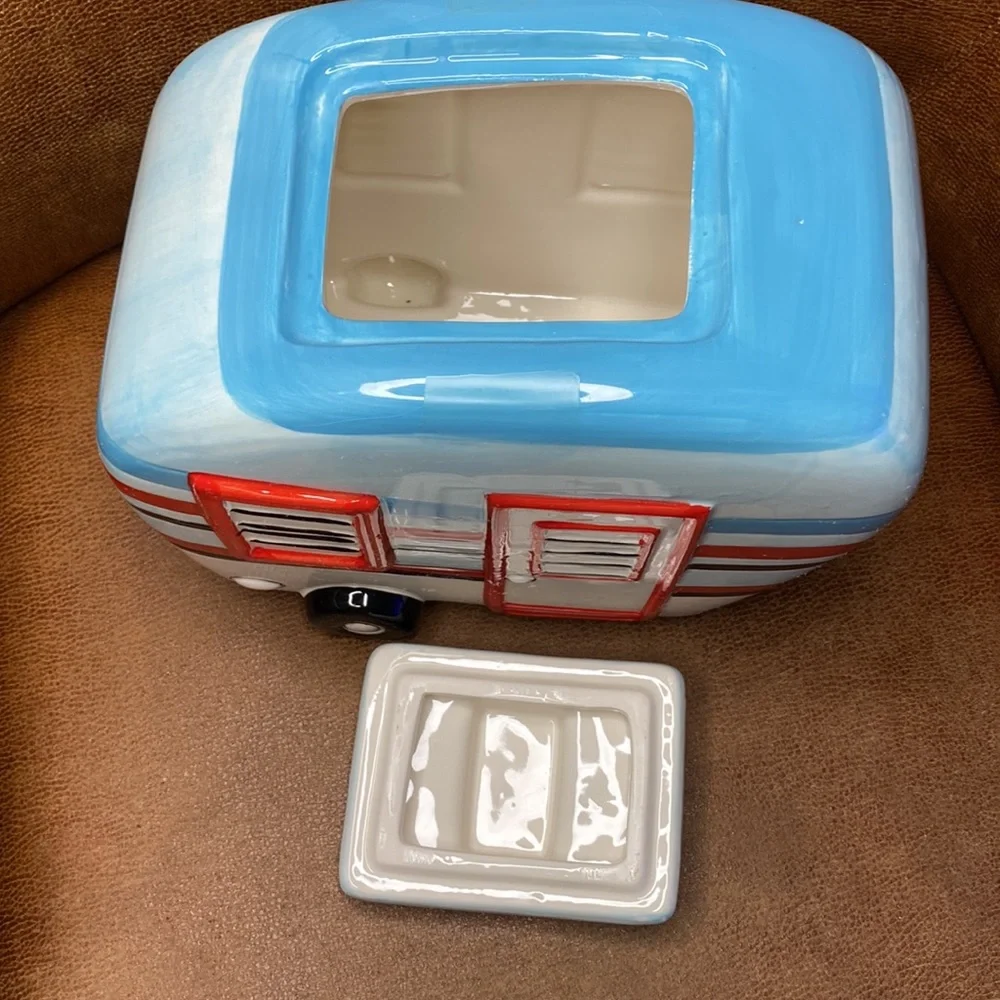 Cookie Jar Ceramic Hand Painted Camper Rv Cookie Jar